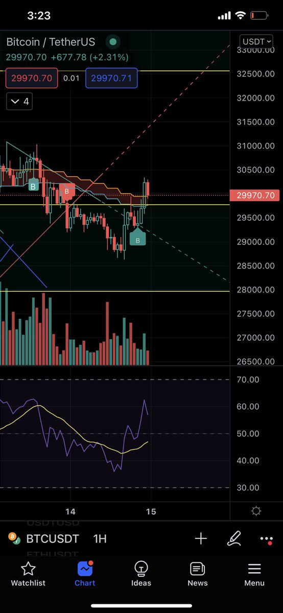 Canopus_Vlogs's tweet photo. Long #btc with tight stop loss of 29300. Risky setup https://t.co/rowp67vwAW