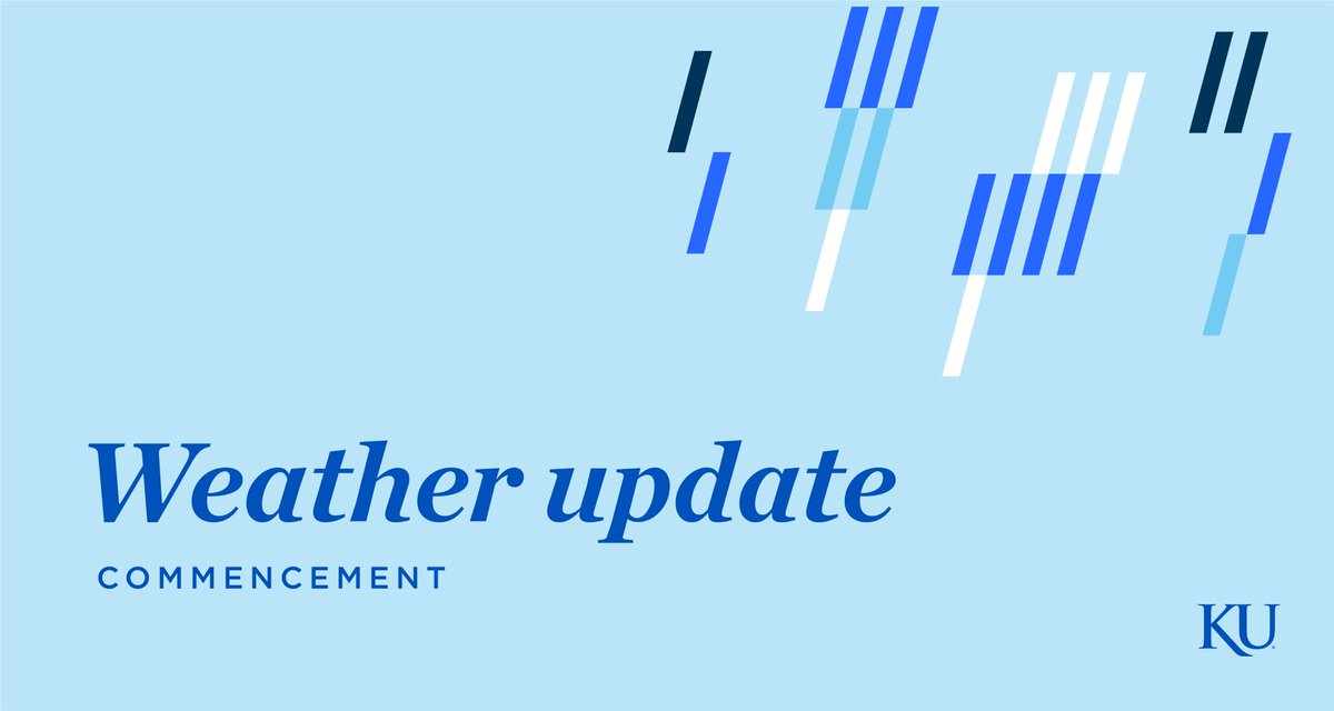 UnivOfKansas's tweet photo. Due to projected severe weather Sunday morning, our Commencement ceremony will now begin at 2:30 PM.

Graduates can gather on Memorial Drive before that as long as there's no dangerous weather in the area.

Stay safe, #KUGrads. We’ll see you Sunday! https://t.co/bJ9k0CbMbZ