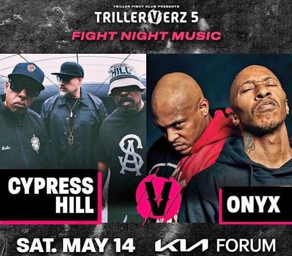 Versuztv's tweet photo. TONIGHT 🔥 
@CypressHill

 and 
@ONYX_HQ

 are doing our first #FightNightMusic show. Combining music 🤝 boxing for a high energy, fast-paced experience

6PM PT / 9PM ET LIVE from Kia Forum!

For tix 🎟 and to watch with the #TrillerVerzPass go to https://t.co/vyDAjooYGC https://t.co/VqFEN3M0t7