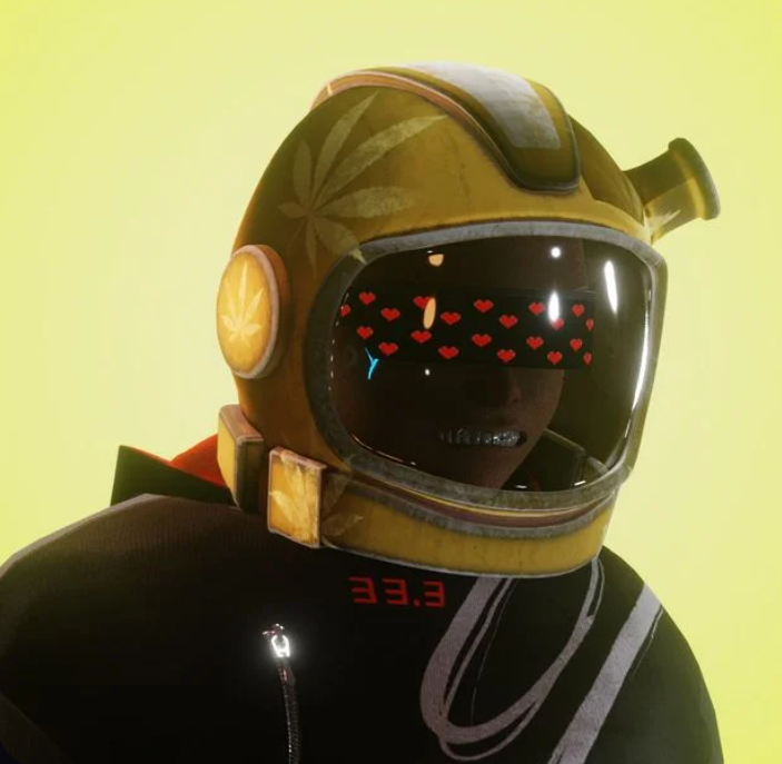 GSCryptovator's tweet photo. Found this dope @YakuCorp Avatar to take up residence in my Suite
A little @DeGodsNFT love on the sweater and a sweet @StonedApeCrew bong helmet
#letsbeBUDs https://t.co/GyLmJXbQz9