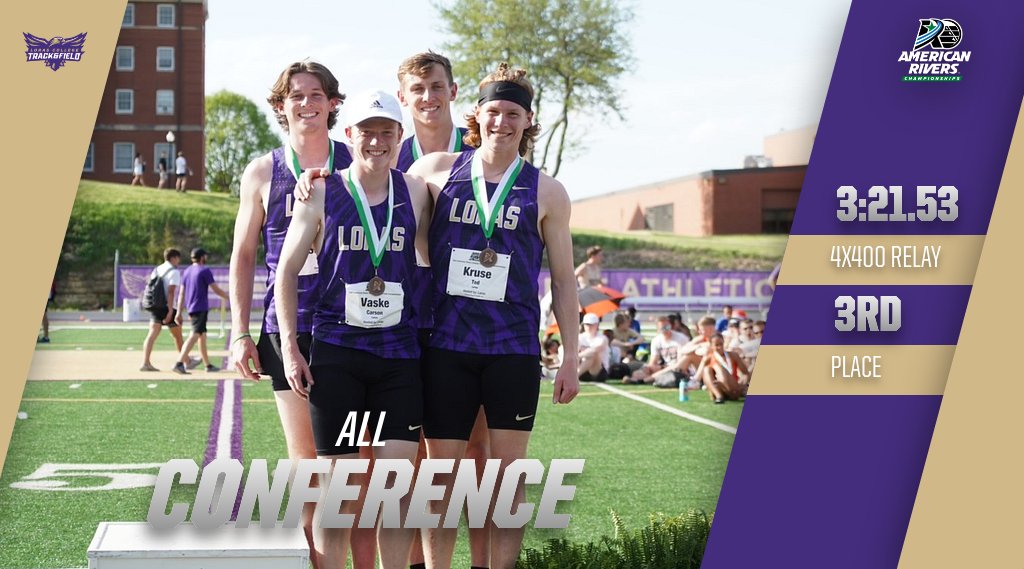 LorasTrack's tweet photo. ALL-CONFERENCE! Ted Kruse, Carson Vaske, Nate Sielaff and Carter Oberfoell place third in the 4x400 meter relay, running 3:21.53! #GoDuhawks https://t.co/ejCRXxS4dd