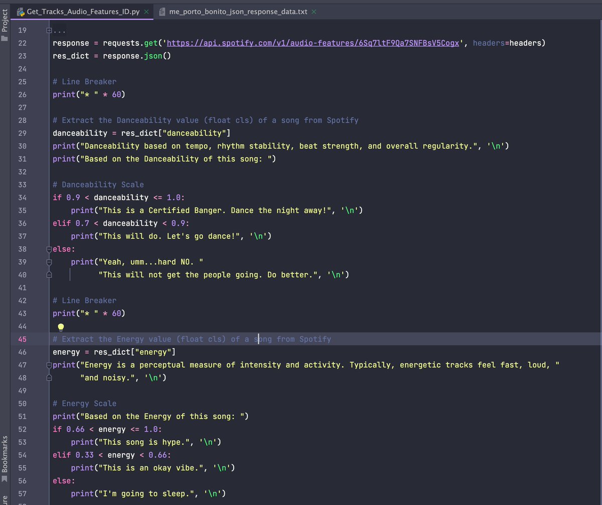 EdwinM201's tweet image. Captain's Log, Update 005:
We're going places. Idk where, but we're going somewhere. So cool that @SpotifyPlatform gives us access to a lot of hidden data. Next step going forward, have it sort the tracks in my playlist based on these values.👨💻🎵
#Python #SpotifyAPI #PyCharm