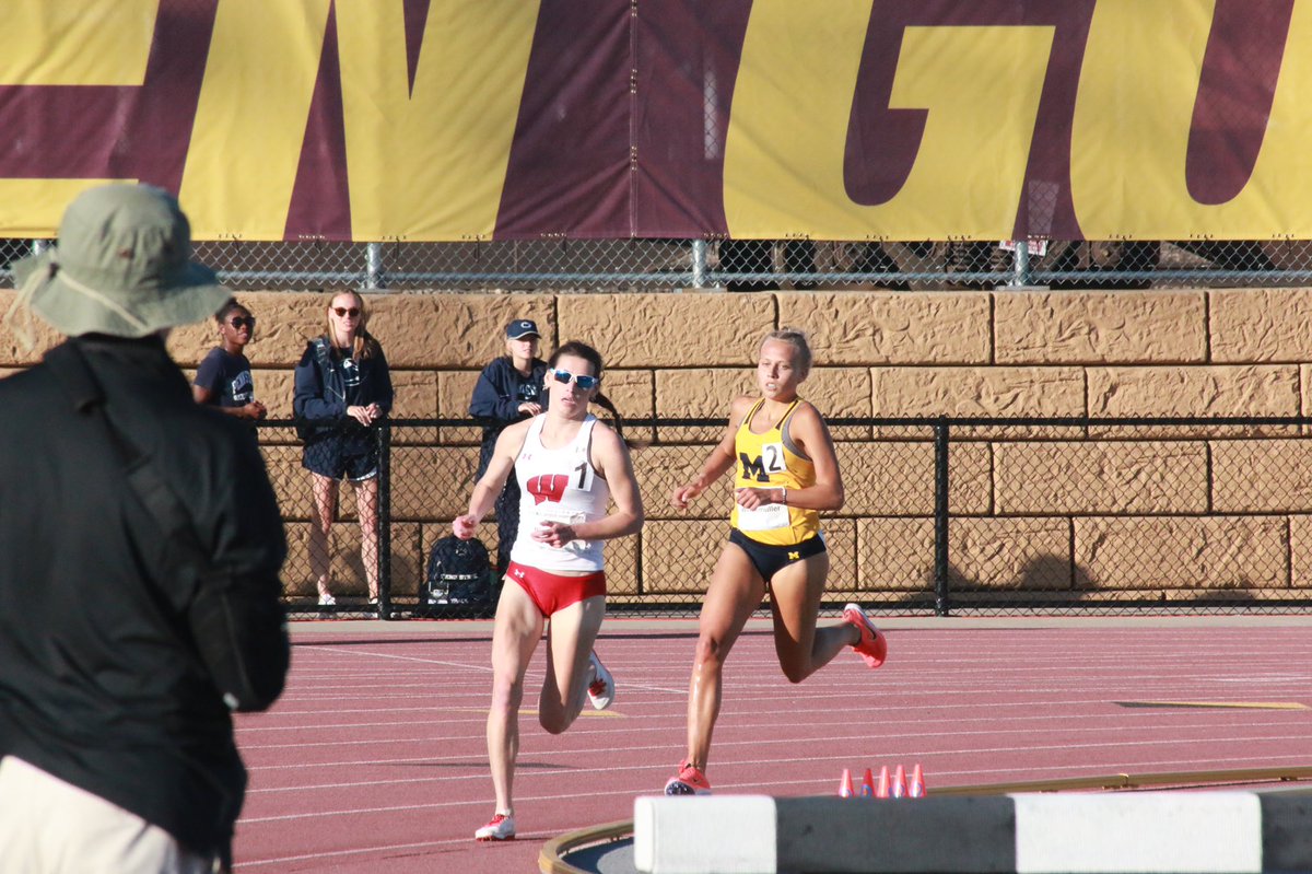 BadgerTrackXC's tweet photo. Talk about a race! @alissaniggemann lead the 3000-meter Steeplechase winning the event with a time of 10:01.16! Crouch finished third with a time of 10:13.15. Sippy finished ninth with a time of 10:35.43! https://t.co/B6tqModnza