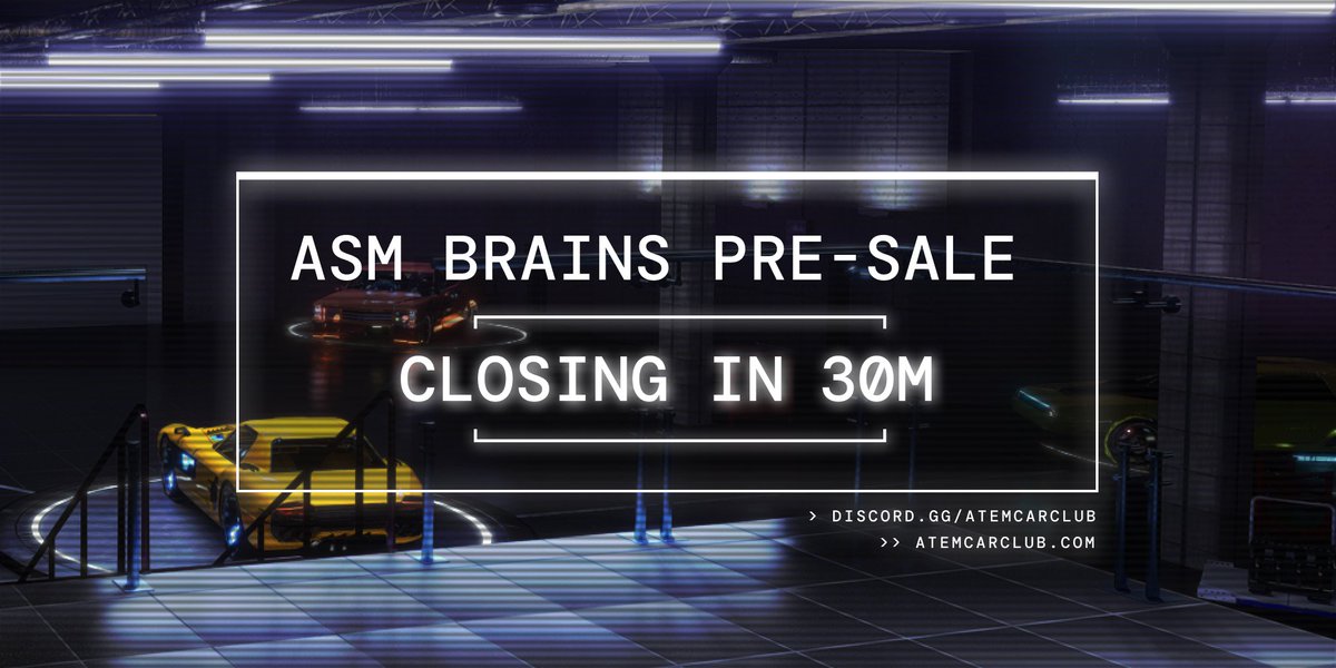 ATEMCarClub's tweet photo. Last chance to secure your #ATEMMembership with @altstatemachine Brains. π§ ποΈ
Mint here: https://t.co/1b838amxcx https://t.co/BtOb7rrG0G