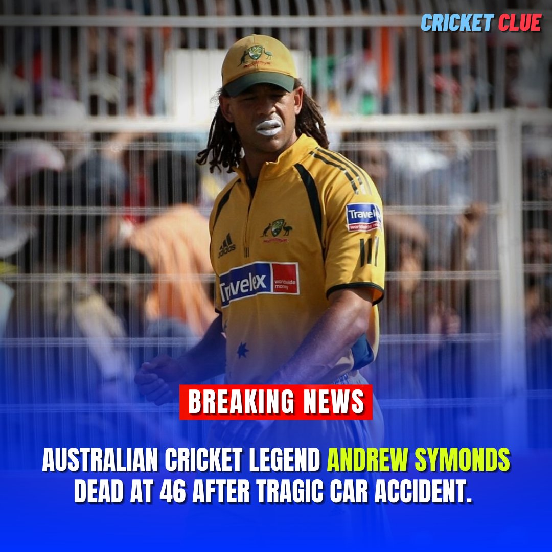 cricketclue247's tweet photo. Australian Cricket legend Andrew Symonds dead at 46 after tragic car accident. 

RIP Legend 💔

#AndrewSymonds https://t.co/pFfzCibPrO