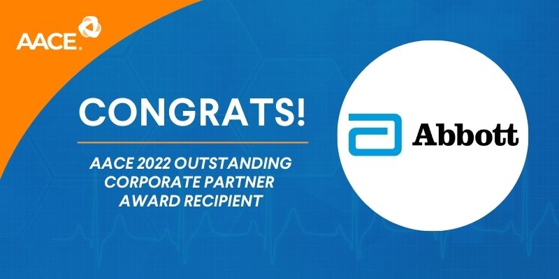Congrats to our #AACE2022 outstanding corporate partner <a href="/AbbottNews/">Abbott</a> pro.aace.com/about/awards/2…