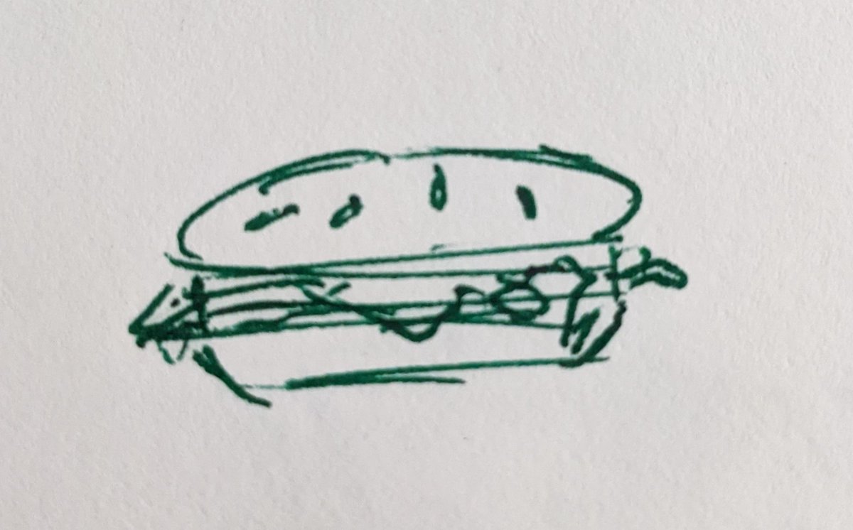 _AnnePierce_'s tweet photo. This week's Kids on Bikes GM doodle. Something's in the Roady's Burgers, other than the rumored roadkill that is...who else doodles while GMing? @huntersentertainment #huntersentertainment #kidsonbikes #ttrpg #gamemaster #dungeonmaster #doodle #hamburger #youwantfrieswiththat https://t.co/6sQEyGCPrn