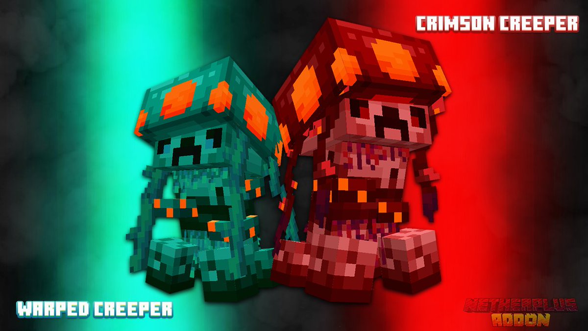 MarcoGamer_'s tweet photo. Warped Creeper and Crimson Creeper! 😵‍💫🔥

#Minecraft #NetherPlus #Builder #Blockbench  @TwitchTube_SC https://t.co/5sqem7YG1p