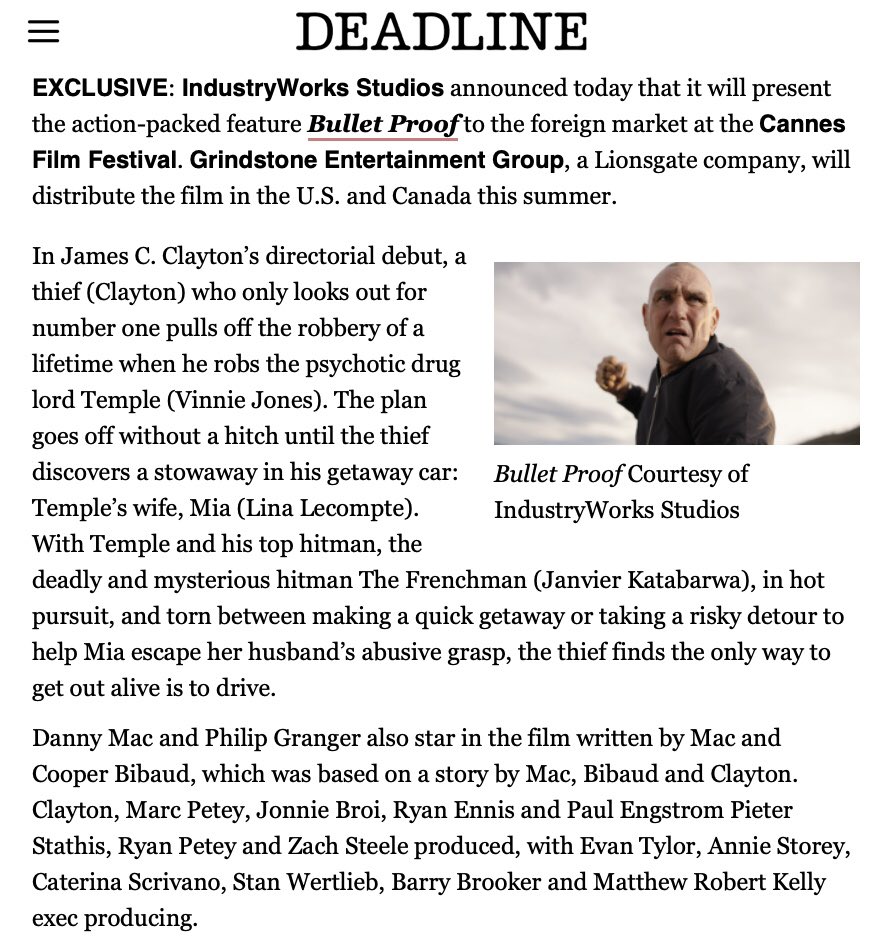 My first Deadline article, and my first time writing &amp; starring in an action movie.

This is a fun one, can’t wait for you all to see it, whenever it drops!