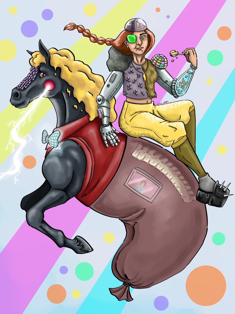drawfeefan101's tweet photo. Bella and her steed, Macaroni-Pikachu-Dog-Horse (full name). She finally has a friend as weird as she is. Plus, she gets free food out of it. @DrawfeeShow @dilfosaur @FLoaBComic @JuliaLepetit @AtNathanYaffe https://t.co/pHyllO5oIk