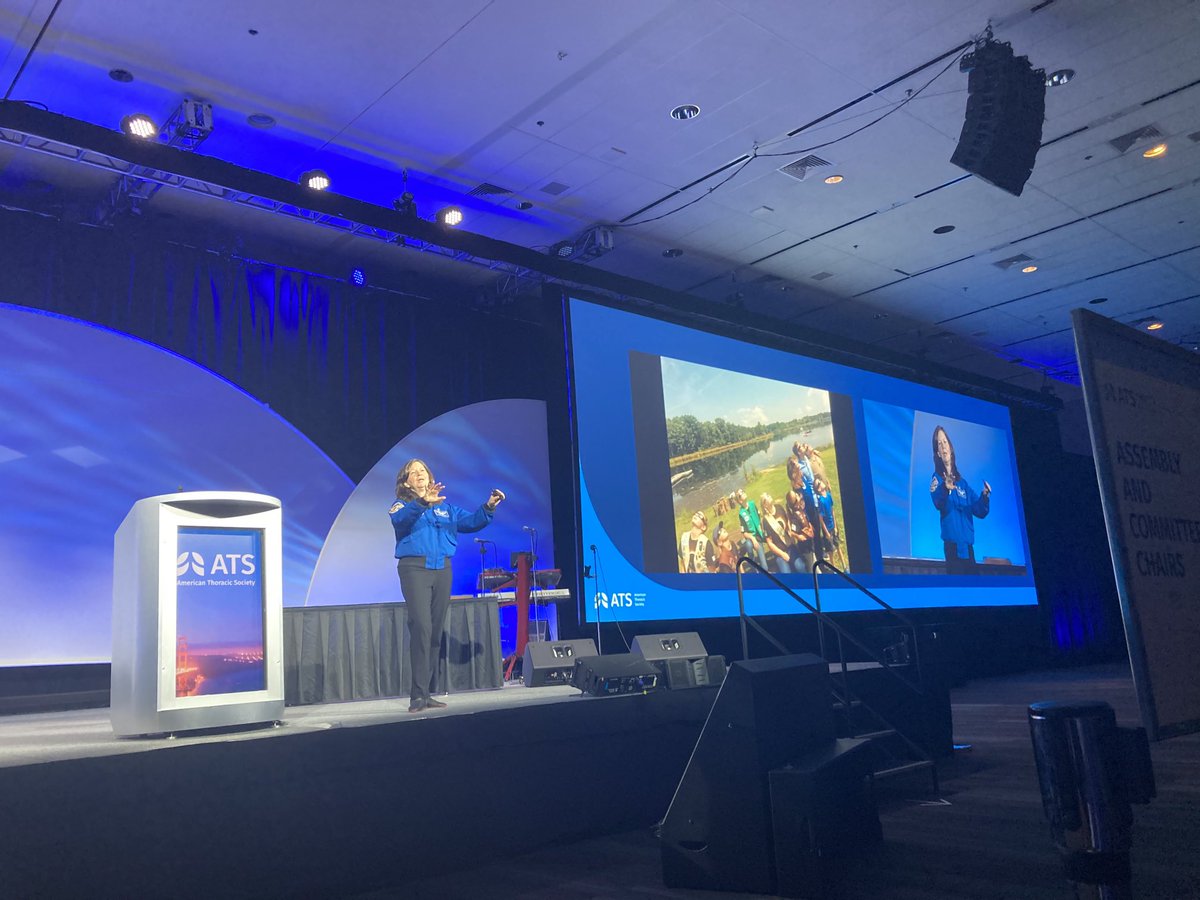 Astronaut, leader, and advocate Cady Coleman delivering an amazing and inspirational talk highlighting the value of the individual and teamwork at the Opening Ceremony of the ⁦@atscommunity⁩ IC. #ATS2022 #Leadership #Equity