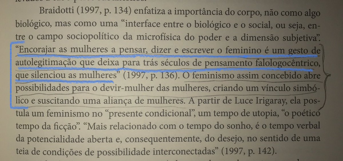Lohainemiguez's tweet image. “Encorajar mulheres a pensar, dizer e escrever o feminino é um gesto de autolegitimação que deixa para trás séculos de pensamentos falologocêntrico, que silenciou as mulheres”
#feminismo #Braidotti #EurídiceFigueiredo
