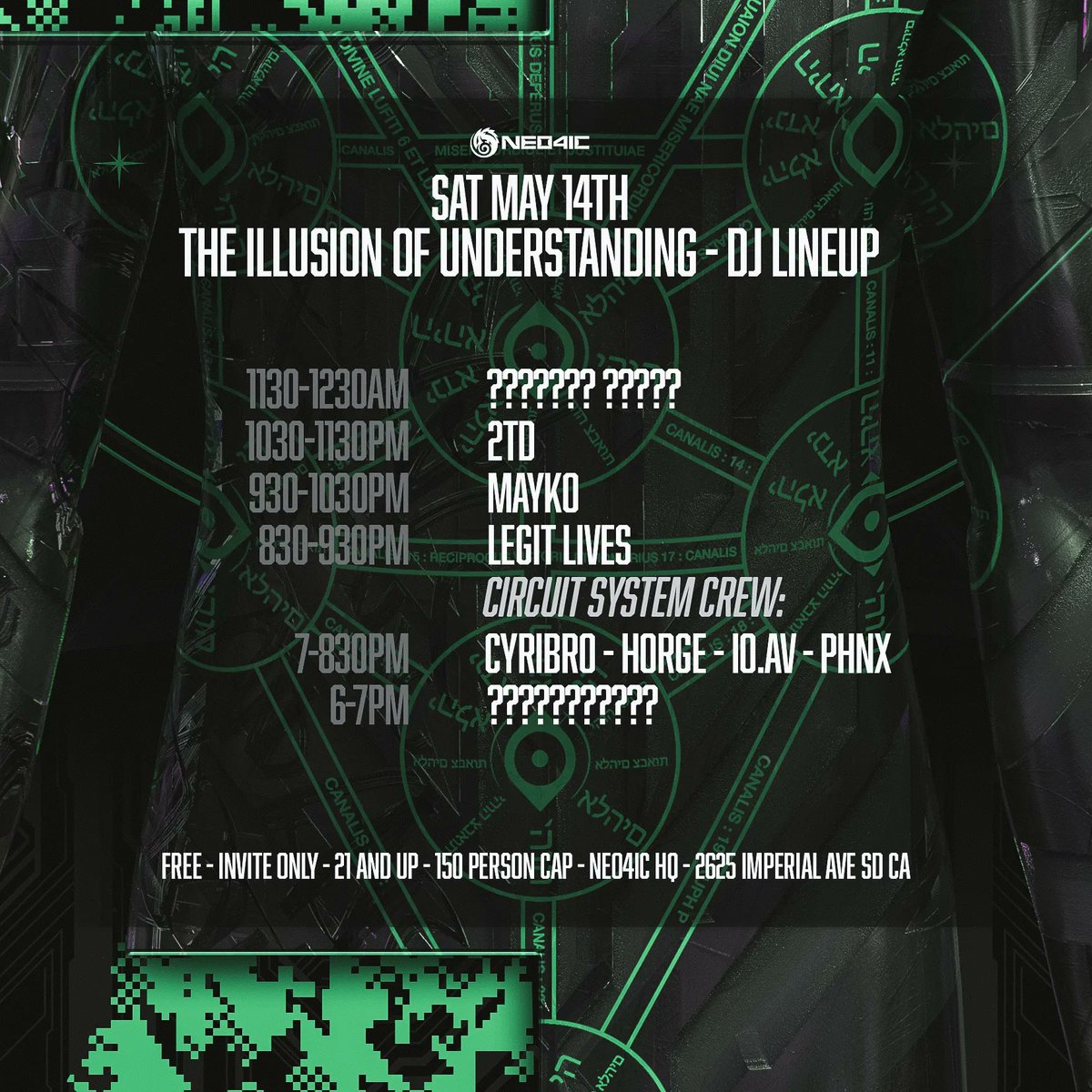 Cyribro's tweet photo. @CircuitSystem is doing a nice little thing tonight. Shoot through with the exclusive invite
#Cyribro #CyribroLive #CircuitSystem #CS #FutureFocused #Neo4ic #Nightlife #BassMusic #FutureFashion #FashionForward #Techwear #SanDiego #SoCal #CaliLyfe https://t.co/n8TA4GFMTM