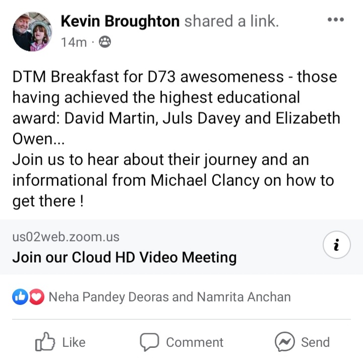 The <a href="/d73tm/">District 73 Toastmasters</a> Annual #DistinguishedToastmaster Breakfast <a href="/1851Toastmaster/">FrankstonToastmasters</a> salutes its DTM's #RideOurWave
<a href="/IbrahimCRChamp1/">Ibrahim C R Champion</a> DTM 2022
<a href="/ImStevenAngel/">Steven Angel</a> DTM 2020
Anne Ahern DTM 2020
<a href="/SimonWalliker/">Simon Walliker</a> DTM 2018
Robyn O'Donnell DTM 2015
<a href="/Icandodave/">David A Hughes</a> DTM 2012
Mary Scott DTM 1983
Ray Scott DTM 1983