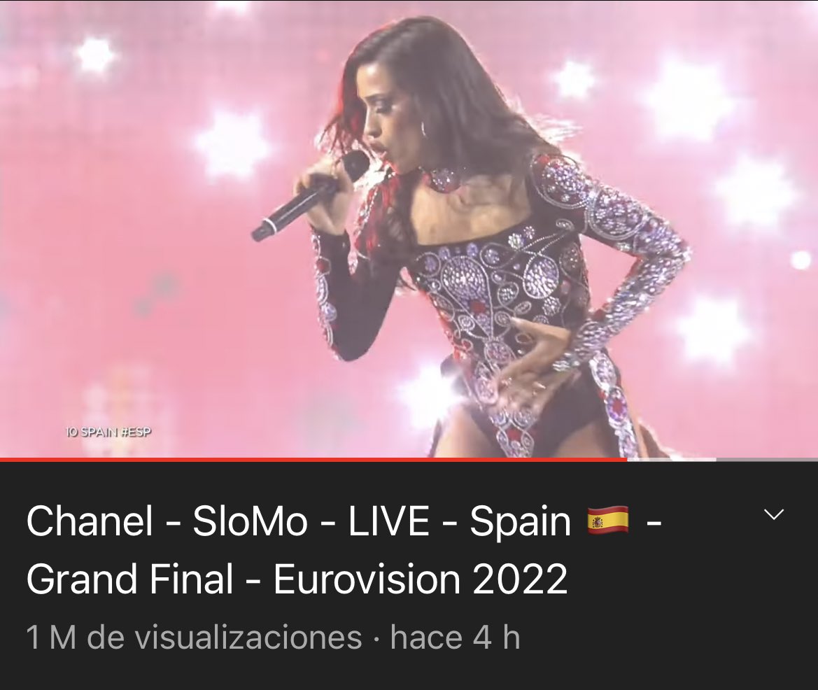 JuanjoCotilla's tweet photo. La actuación de Chanel es la más vista de las 25 propuestas, llegando al millón de visualizaciones en sus primeras 4 horas #Eurovision https://t.co/hLl87xyuld