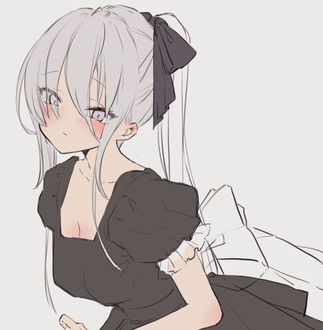 たまには健全な絵を…♡銀髪ポニテメイドさん. まっててね♡ 