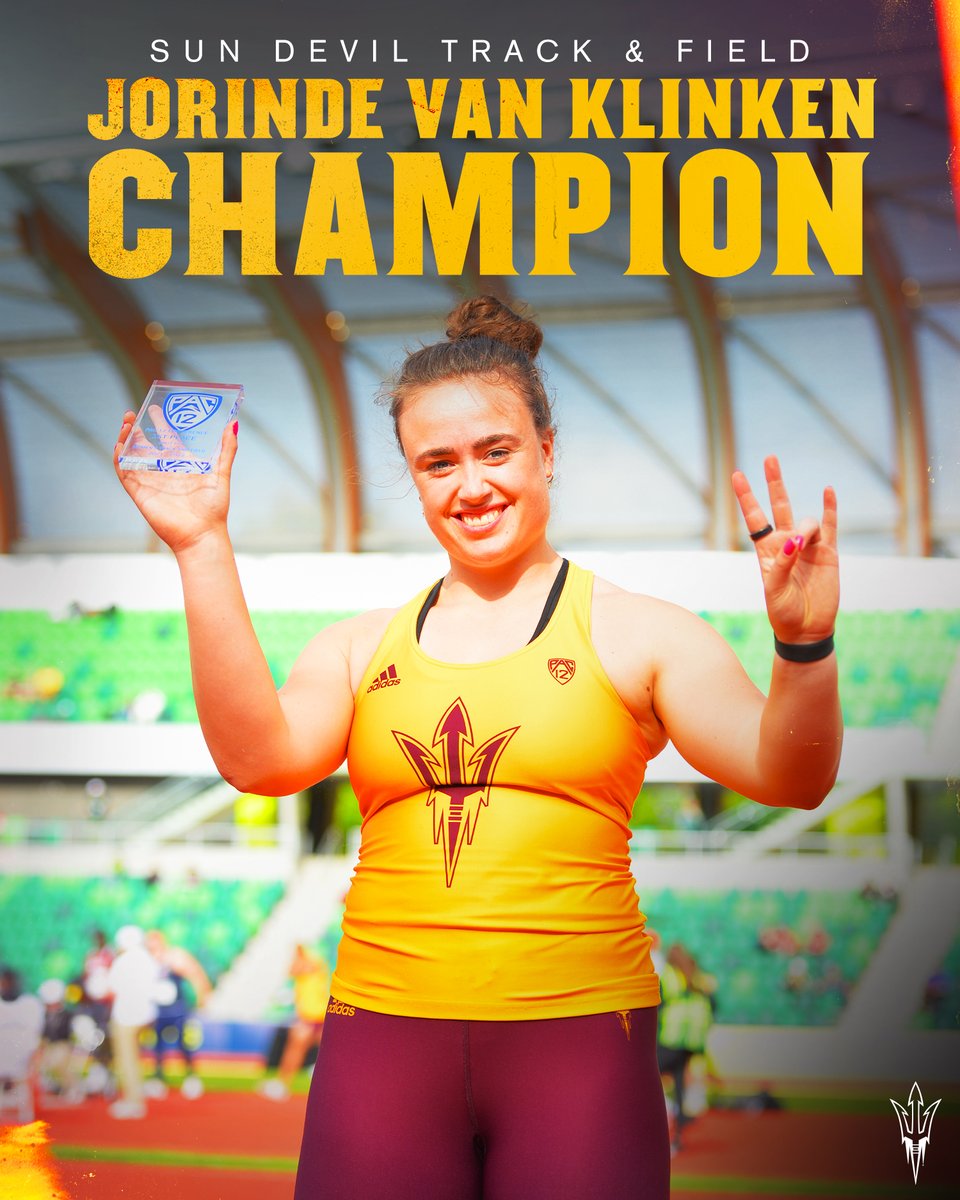 SunDevilTFXC's tweet photo. SHOT PUT CHAMPION!
Jorinde van Klinken wins the day with her 18.31m/60-1.00 fourth-round throw! #ThrowsU 🔱 https://t.co/b4f8hzoszw