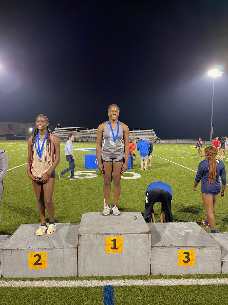 Florence on the podium for either the 100 or 200 (different pic, same result)...double gold at the 2022 West Region Championships. Awesome!