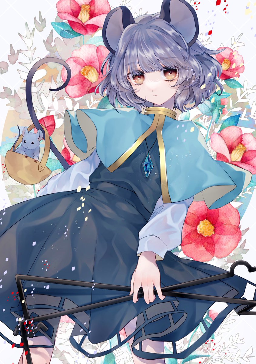 nazrin 1girl animal ears mouse ears tail mouse mouse tail grey hair  illustration images