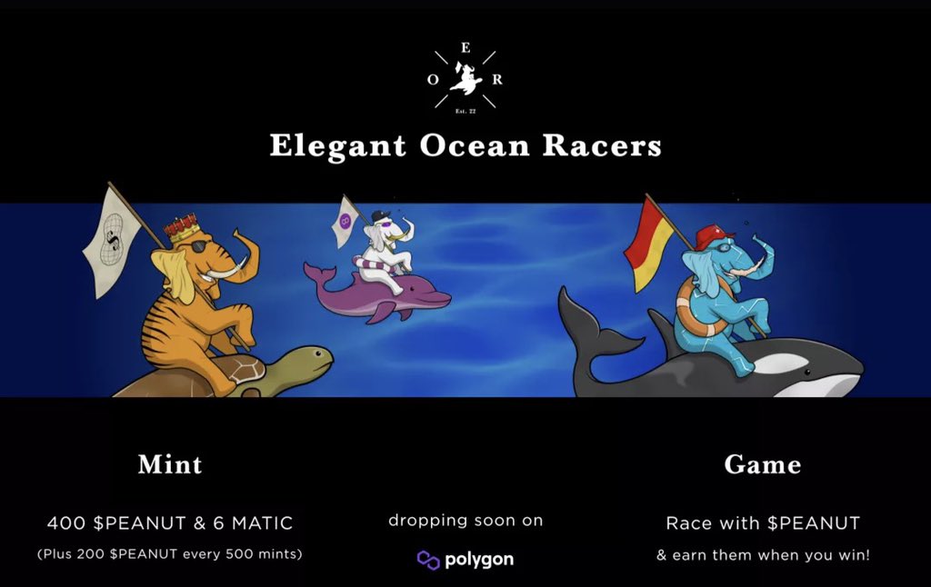 oceanracinggame's tweet image. 🐘Built from the @EESocietyNFT community🐘

We’re excited to bring you @ElegantRacers - a PVP style racing game where #EES member can compete for 🥜 Peanuts &amp;amp; $MATIC 

Follow along for updates 🐦

#PolygonNFTs #0xPolygon #NFTCommunity