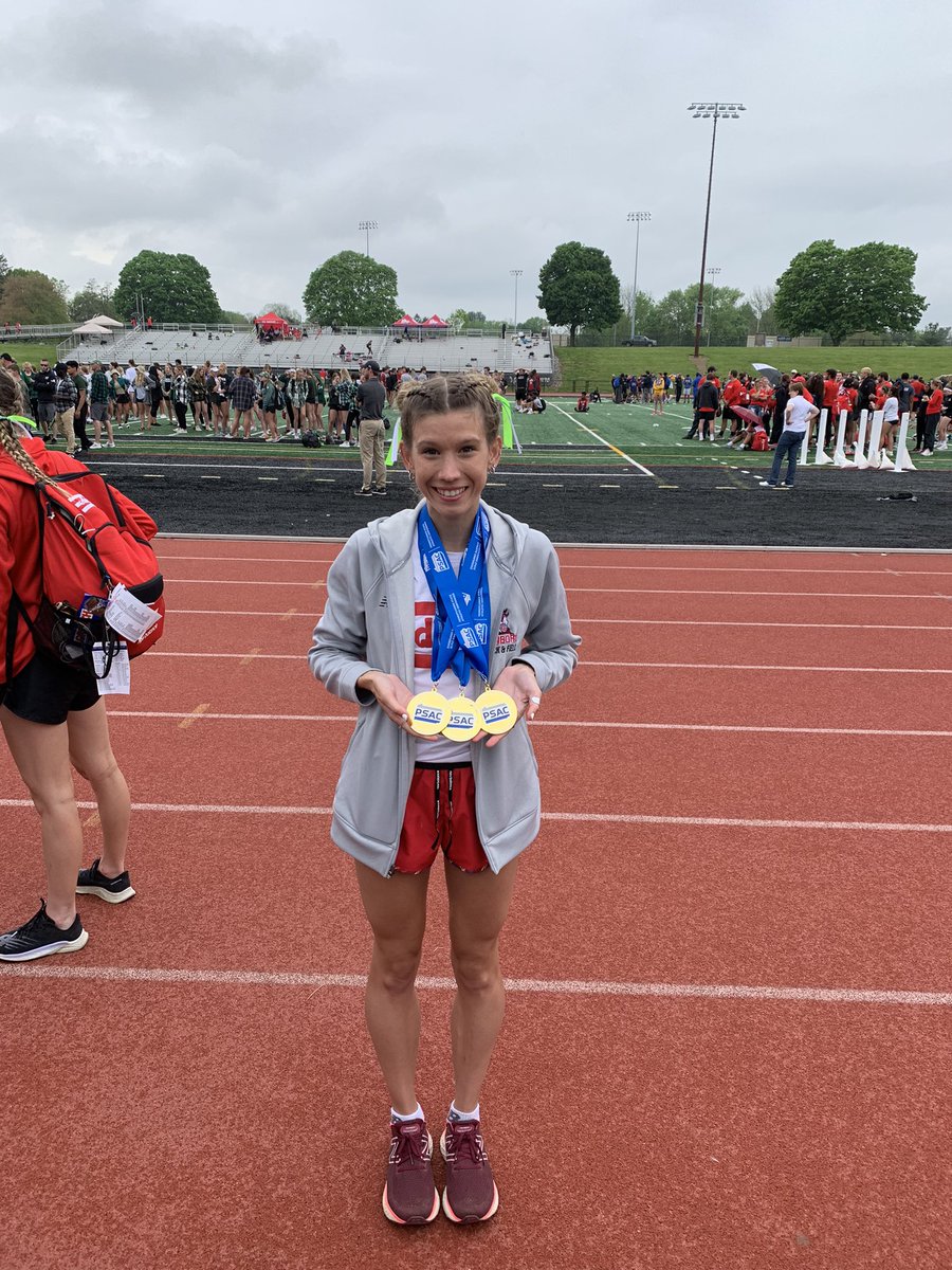 CoachBobA's tweet photo. TRIFECTA!  3 for 3 sweep in the 1500m, 5k, and 10k at the PSAC Conference Championship while racing 3 events, ten miles, and preserving yourself for the next race 2x. Now off to Nationals in Michigan and the 10k!  Proud of u Kylie! @SJTrack @Dragons_AD @EdinboroTFXC @PSACsports https://t.co/a1CsiMXZ7R