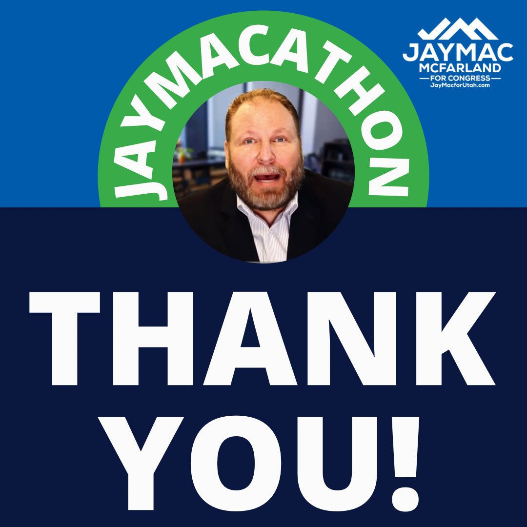 JayMcfarland's tweet photo. Thank you to everyone who watched and participated today as part of the JayMacAthon! #TeamJayMac #Utah https://t.co/dXsHYWzUUe