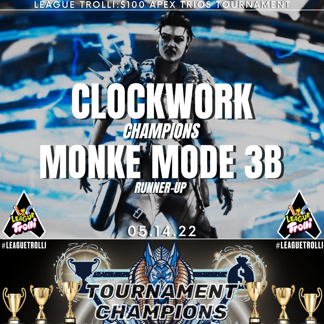 clockworkclwk's tweet image. 🥇1ST Place Finish. Thanks, @Trolli_USA @PlayApex
For hosting a great tourney. Shoutouts to all the other competitors. GGs #Leaguetrolli