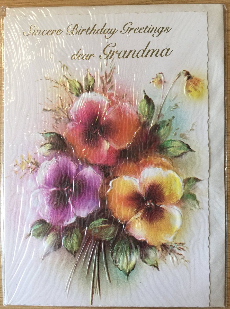 WatsonsVintage's tweet photo. These STUNNING Grandma Birthday Cards are just £3.50 each in my #etsyshop : RARE Vintage Circa 1960s STUNNING 'Sincere Birthday Greetings dear Grandma' Birthday Card Pretty Raised Pansy Design #BeautifulVerse https://t.co/rURpr5jkJx #Rare #1960s #GrandmaBirthdayCard #PandyDesign https://t.co/TFH515DP6f