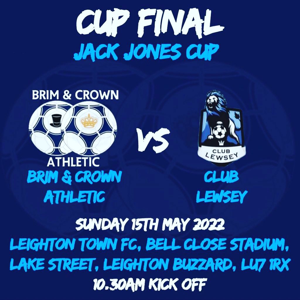 CUP FINAL DAY!!!

Today @ Leighton Town 10:30 Cup Final against Club Lewsey.