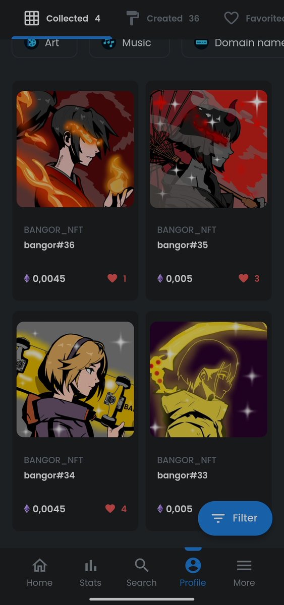 Listed Phase 2:#33-36

give away will be held after 7 items are sold
 opensea.io/collection/ban…
みなさん、こんにちは。今回は4アイテムバンガーをアップロードします
bangor nftによってリリースされた4つのアイテムのうち、2つは一般的で、2つは壮観です。🥳🥰