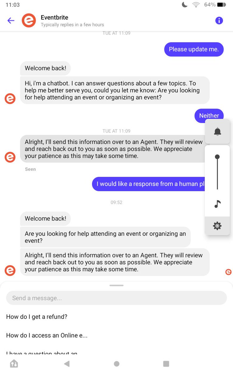 SunTrinket's tweet photo. @eventbrite Apparently this is customer service.... https://t.co/dahZvXuhkd