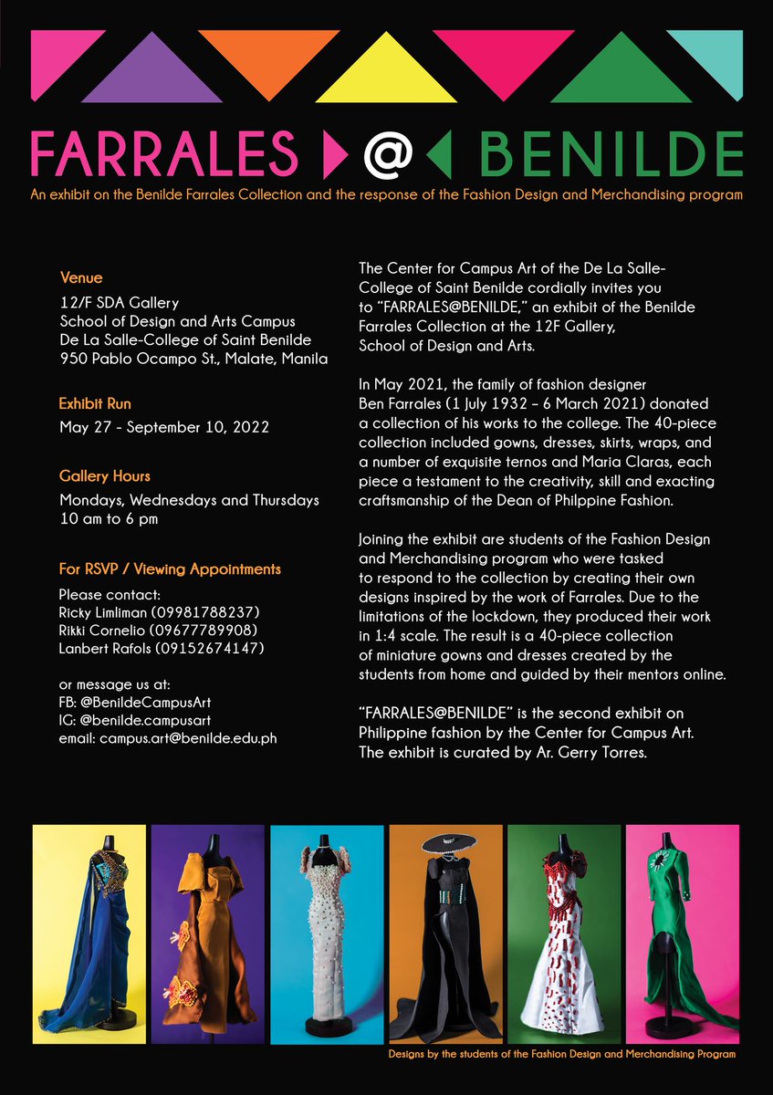 csbcampusart's tweet photo. The Center for Campus Art of the De La Salle-College of Saint Benilde cordially invites you to “FARRALES@BENILDE,” an exhibit of the Benilde Farrales Collection at the 12F Gallery of the School of Design and Arts. https://t.co/VQQXg5FHZ9