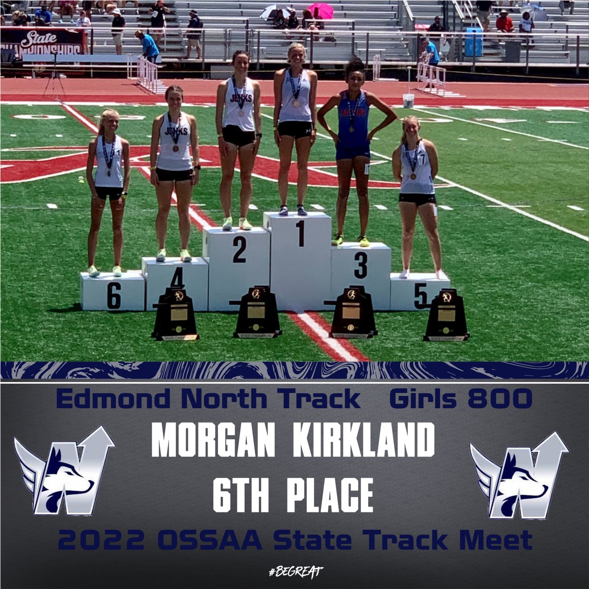 Congrats to Morgan Kirkland on finishing in 6th Place in the Girls 800 at the 2022 6A State Track Meet! #HuskyNation #beGREAT <a href="/ENorthTrack/">ENTF</a>