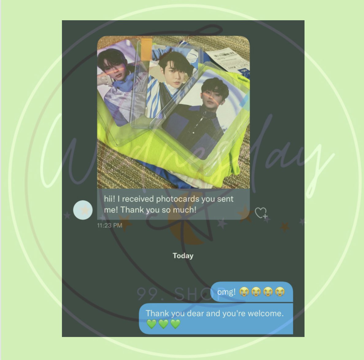dreamntenZz's tweet photo. #WMProofs
Our first International Buyer have received their NCTx0917 merch. 💚
Thanks for trusting us and till our next transaction!
- 💚 https://t.co/waFJjUtrEp