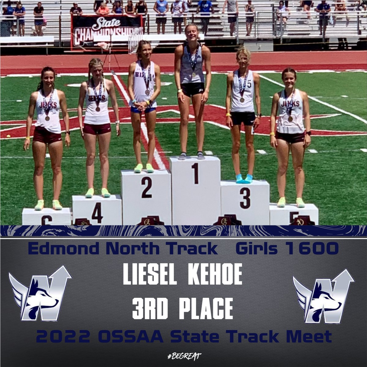 Congrats to Liesel Kehoe on finishing in 3rd place in the Girls 1600 at the 2022 6A State Track Meet! #HuskyNation #beGREAT <a href="/ENorthTrack/">ENTF</a>