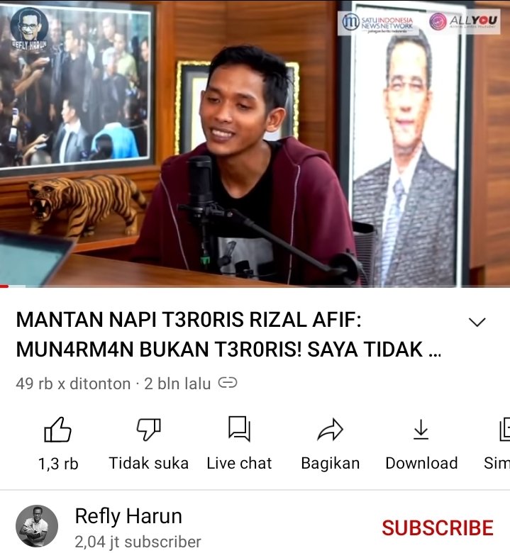 Bantu RT!!
Geger Geden ...
Serok Refly Harun!!!!

Satu Indonesia ditipu.
Rizal Afif BUKAN MANTAN NAPI TERORIS seperti yg di Podcast Refly Harun, ini Settingan Bahar Smith, Rizal Afif disuruh ngaku mantan Napiter untuk membantu “Menyelamatkan” Kasus Munarman.