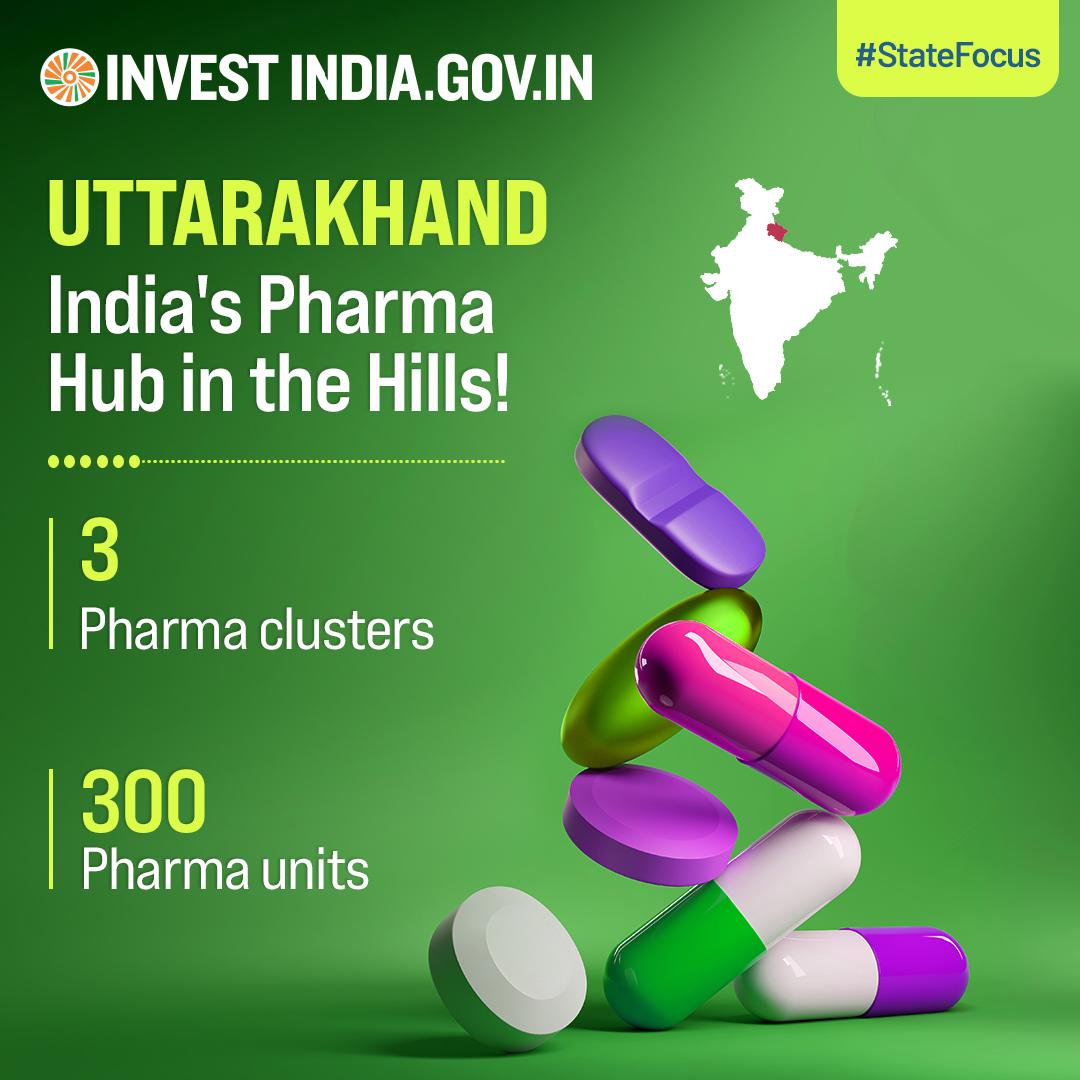 investindia's tweet photo. #StateFocus

With investor-friendly policies &amp; robust infrastructure, Uttarakhand is the ideal destination for pharma manufacturing in #NewIndia.

Explore more: https://t.co/Lwku1ujjZH

#InvestIndia #Uttarakhand #Pharmaceutical @DestinationUKIS @PIBDehradun https://t.co/2YlAtYFlLv