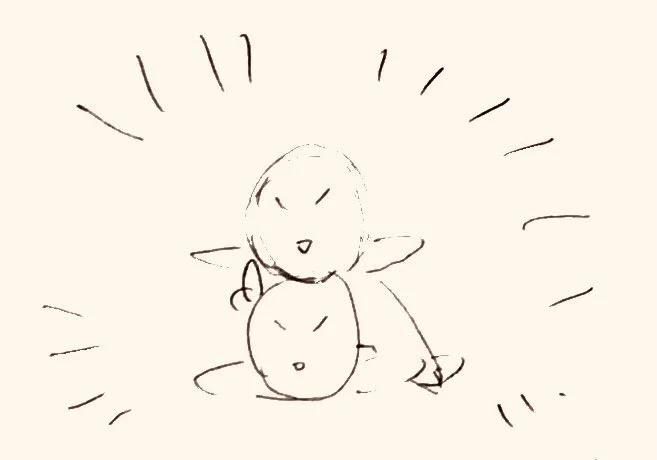 本邦初公開、昨日のたまぱれ絵のラフ 
