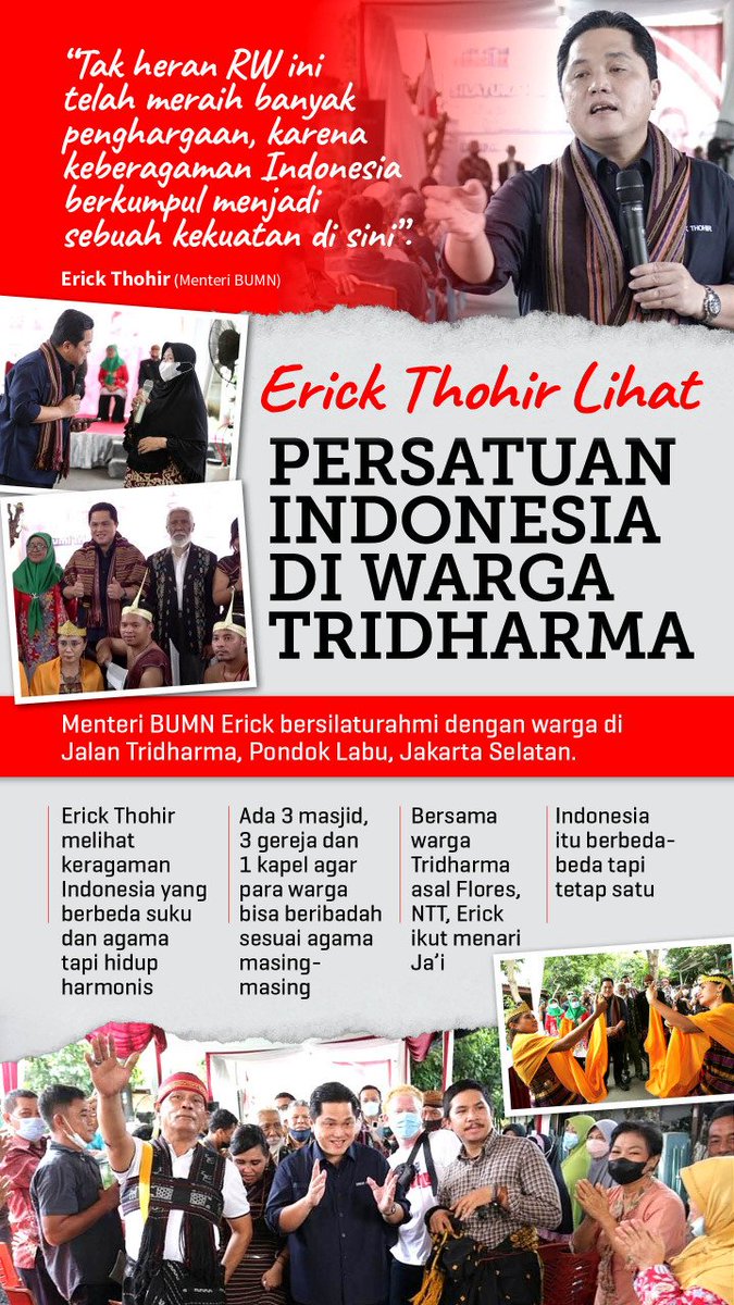 virolaa_'s tweet photo. @erickthohir
Lihat Persatuan Indonesia Di Warga Tridharma, Tak heran jika sampai Lingkungan RW ini mendapat berbagai penghargaan, karna mereka sangat menghargai perbedaan dan di sinilah keberagaman ini dikumpulkan untk menjadi sebuah kekuatan..
Salut <😉

#BangkitBersamaET https://t.co/OGVr2TrLhb