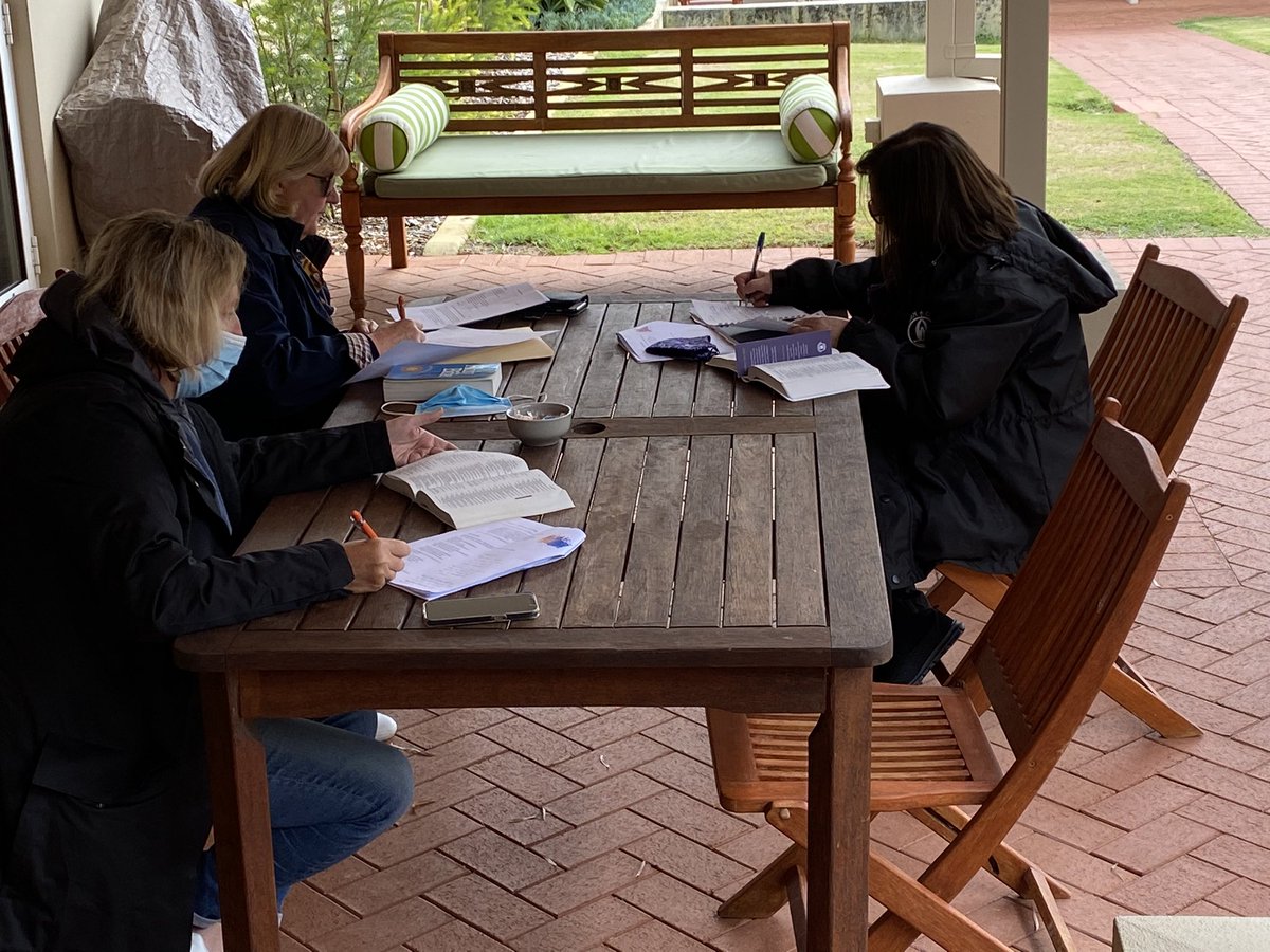 OfCatholic's tweet photo. Today’s sessions included praying the Breviary or Morning Prayers of the Church and participants writing their own psalm for our final liturgy of the retreat. What a gift! https://t.co/dBPDrwJG4d