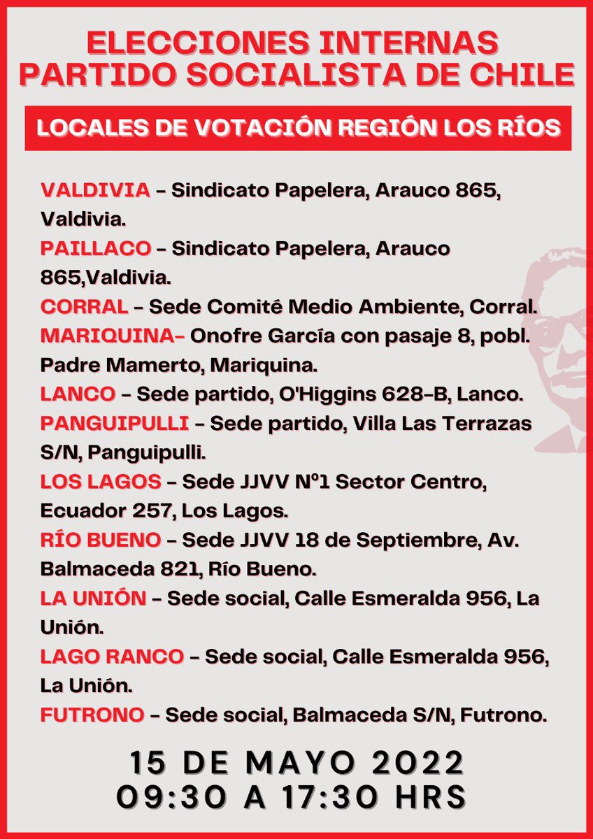 rocioarayag's tweet photo. ♦️Mañana todxs lxs socialistas de Allende a votar en #internasPS #EleccionesPS2022. Voy al Comite Central Nacional x @fspollarolo y @diputadonaranjo, Comite Central Regional @Italoenterreno y @HermindaNancy, en el Regional por @laura_licarayen y @Javisantilex ✊🏼#ValdiviaCL https://t.co/C2tYKfkrlp