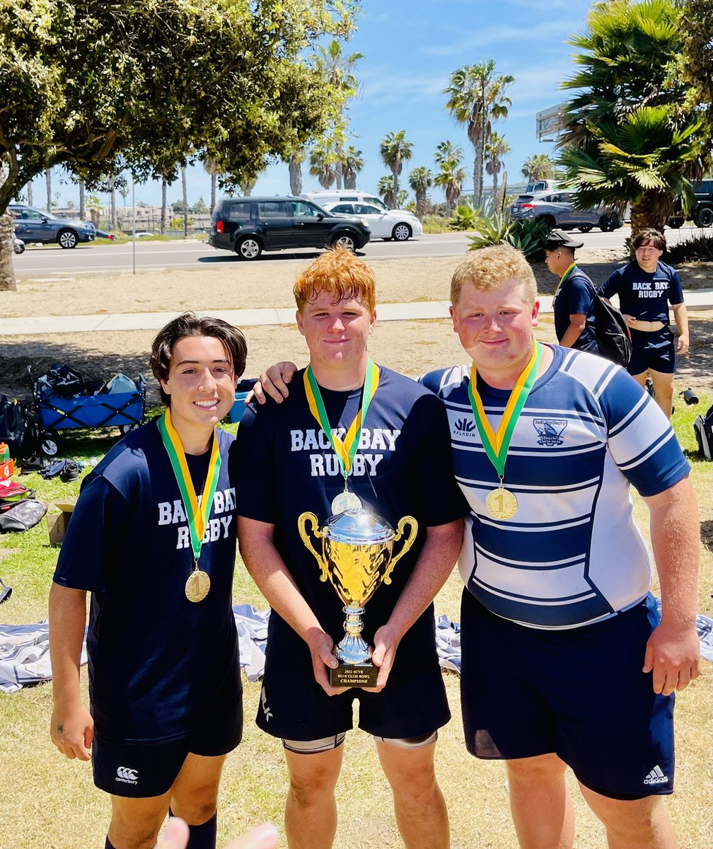 JRadWhitney's tweet photo. Back Bay Rugby are your 18u Bowl Champions. We defeated a strong OMBAC Rugby club in San Diego. Got to celebrate this championship with some of my @OLuFootball teammates. #frontrow #proplife @OLu_Athletics @gcurugby https://t.co/hWWEc9DFcs