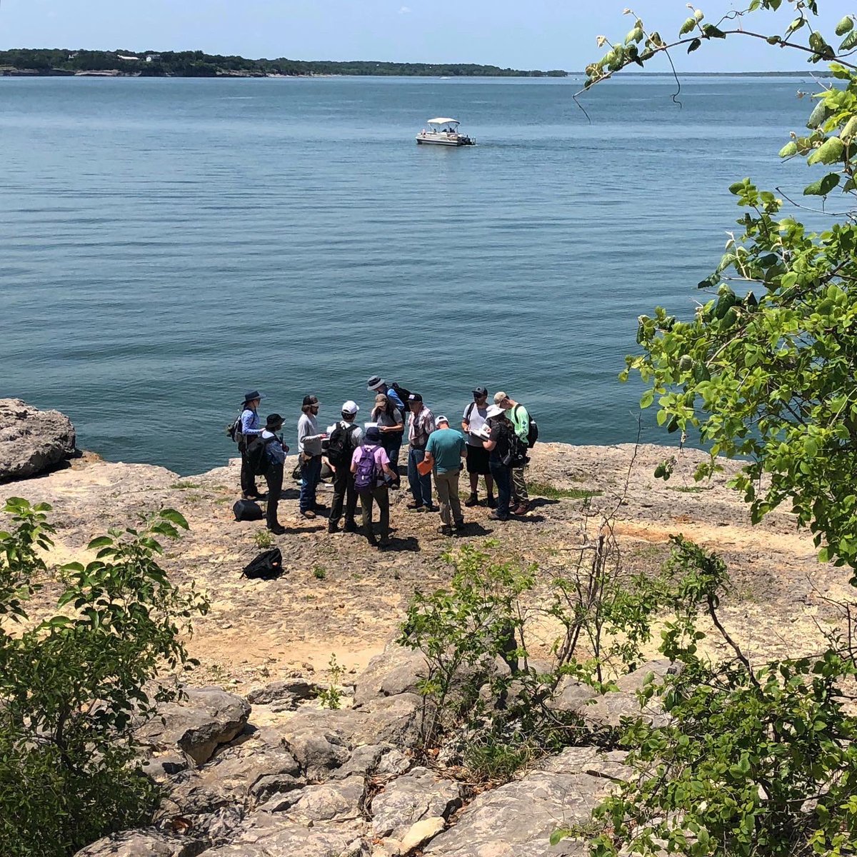 SFAGeology's tweet photo. Field Camp was at Lake Whitney today, mapping bioherms in the Edwards Limestone for Project 1. The pictures donβt show the heat! π₯
.
#SFAFieldCamp2022 #Project1 #Day1 #Week1 #LakeWhitney #Bioherms #Rudists #Cretaceous #EdwardsLimestone #GeologicMapping #Geology #SFAGeologyRocks https://t.co/rSX6uwBLVJ
