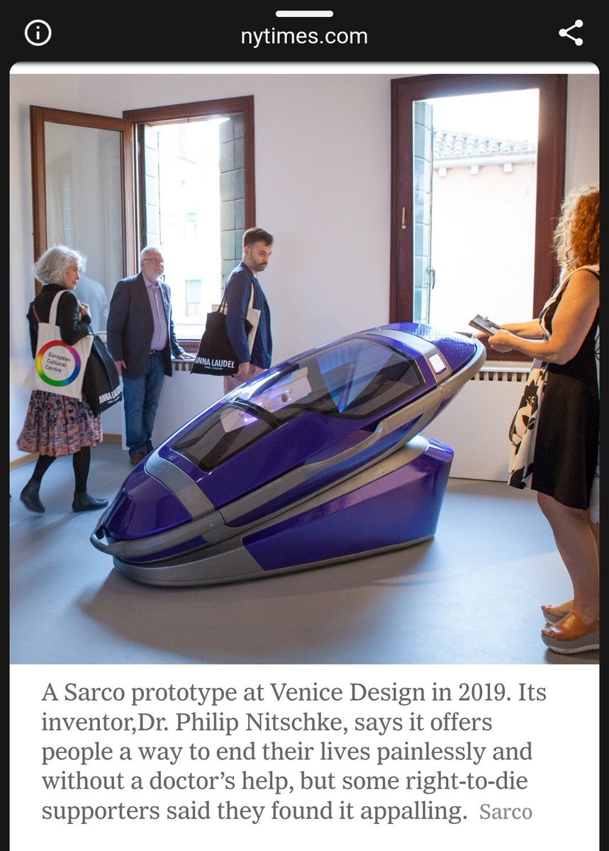 CTrefugees's tweet photo. Literally what will happen is a euthanasia contractor will get sales people etc to incentivize the service among certain populations of the elderly and others. It's not mysterious how this will go. There's already marketing friendly designs for equipment: https://t.co/ydl6OthKOz