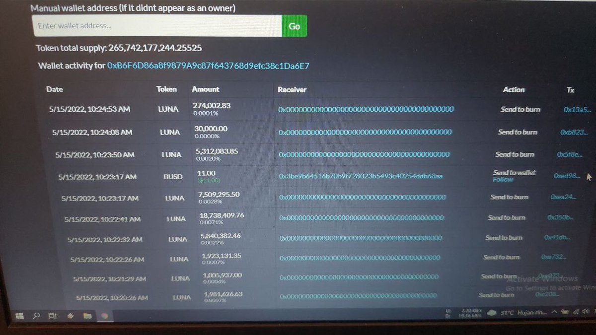 SecretfinanceID's tweet photo. @terra_money I'm sure you guys can handle it, I'm grateful for the gradual burning in all networks, to be honest the supply of terra supply is too much https://t.co/2ex6qdlV9N