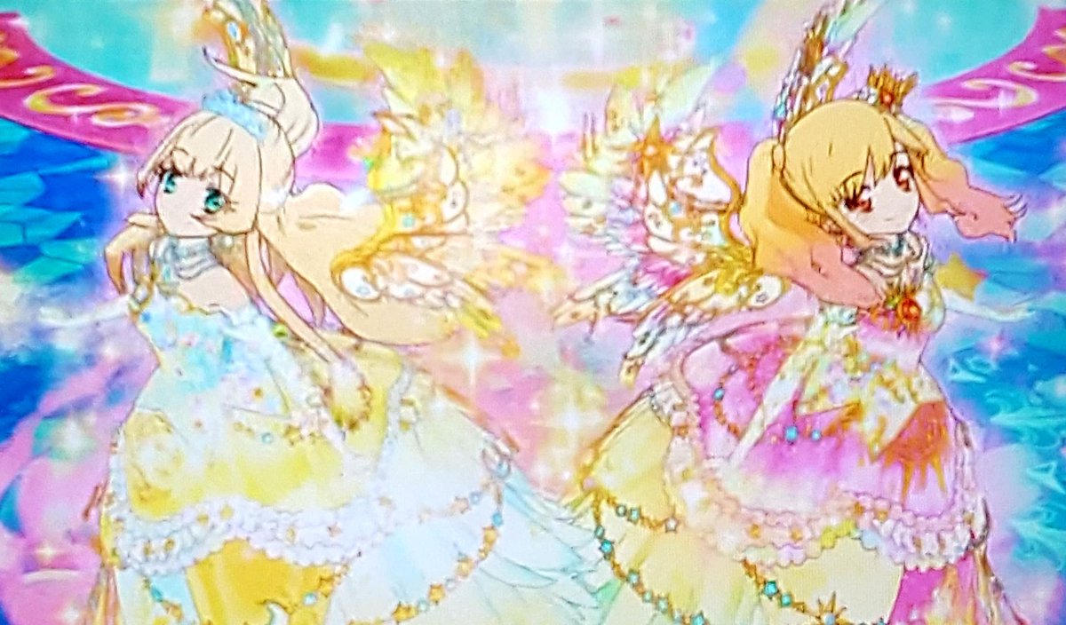 アイカツ　スターズ　虹野ゆめ　白鳥ひめ 虹野ゆめ😆💘ちゃん(太陽☀のドレス👗✨)と白鳥ひめ🦢ちゃん(月🌕🌙の