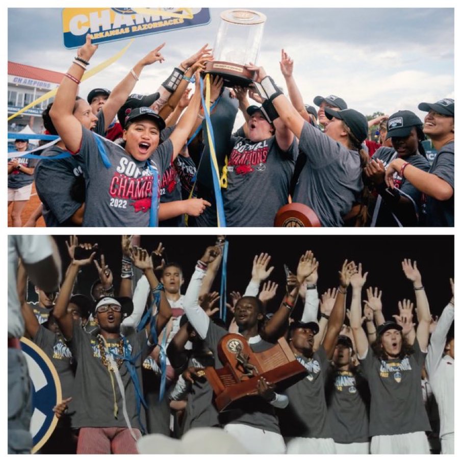 Today was another GREAT day to be an Arkansas Razorback, TWO SEC Championships. #WinAsOneRazorback