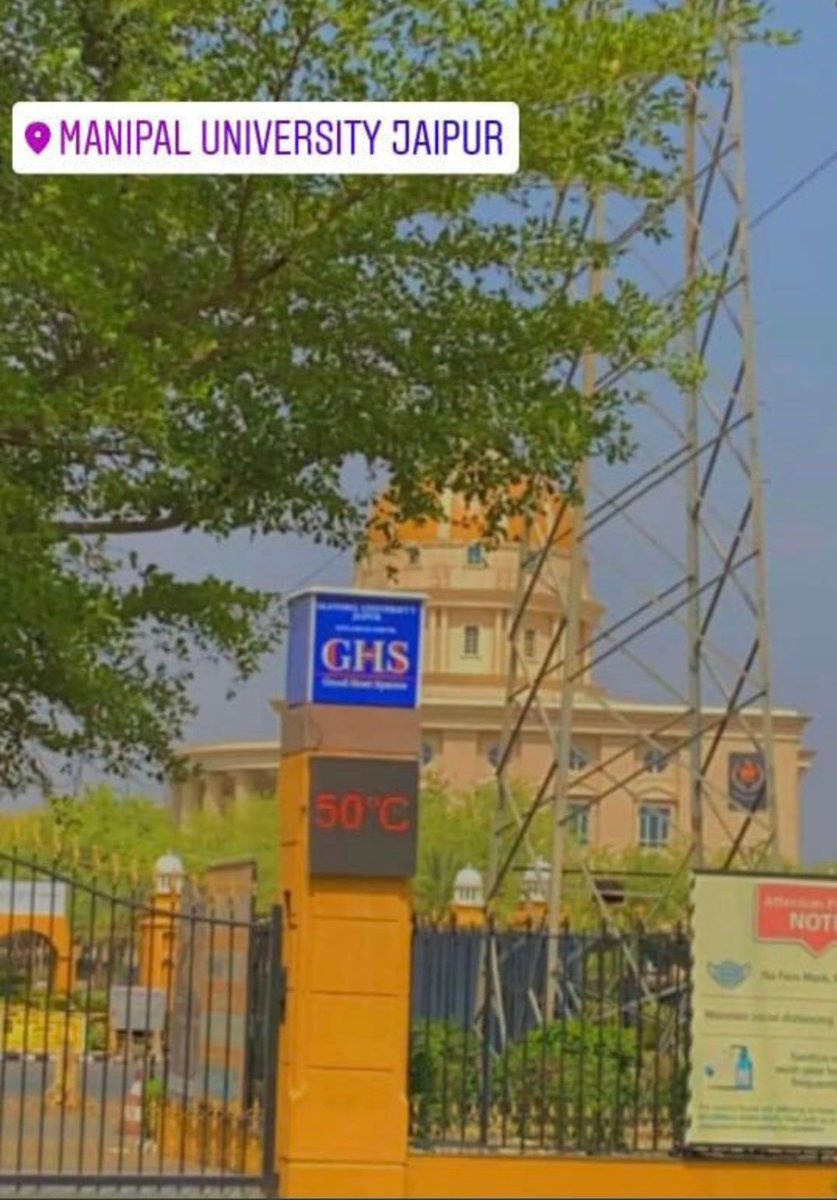 shiva_epithet's tweet photo. The air is literally burning. It's recorded over 50 degrees in the region. Students have been suffering from heat strokes &amp; vertigo. It is time for @Jaipur_Manipal to reconsider their schedule and move the remaining activities either to mid July with lower temperature or online. https://t.co/0IHorlP56F