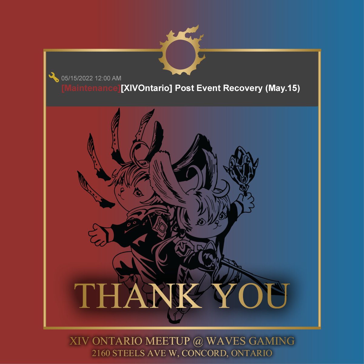 XIVOntario's tweet photo. The Loporrits are off to bed but they wanted to thank all the Warriors of Light who attended #NewfoundRivals! Join our community on Discord: https://t.co/93kKxWwtWo
Safe journeys to your home worlds & may you always find pudding.π₯ Thanks again to @maobabie for our logo! https://t.co/p89ExQy0Ee