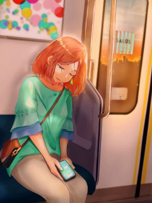 #3ヶ月上達法 2巡目電車での帰り道をイメージ。夕方の雰囲気は前回よりも出たと思う。ただ、影の色合いからか暗くなりすぎた? 
